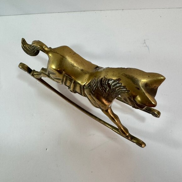 vtg Brass Rocking Horse Figurine w/ dull finish 5.25" tall - Picture 3 of 8